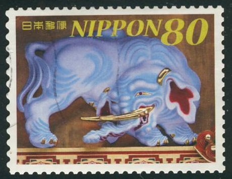 Japan and Thailand Elephant Carving Toshogu Shrine Postage Stamp
