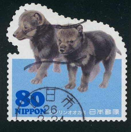 Timber Wolf Pups Postage Stamp Japan 2013